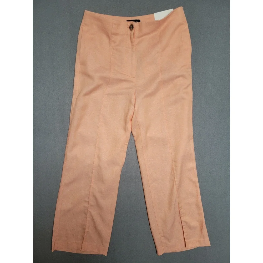 Ann Taylor Women's Peach High Rise Wide Leg Full Length‎ Pants Size 8 NWT